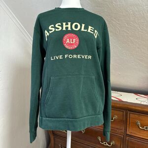 Alf-the-label Women's Green Sweatshirt size small‎ Assholes Live Forever